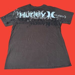 Hurley Y2K Grunge Logo Brown White T Shirt Men’s Large Premium Fit Skater